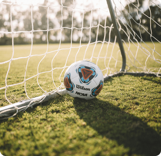 Close-up of Wilson soccer ball in the goal at Fusion Sports Park outdoor mini-pitch